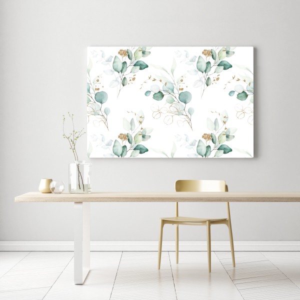 Obraz na płótnie akwarelowy wzór eukaliptusa w zieleni – Wallissimo® Obraz na płótnie akwarelowy wzór eukaliptusa w zieleni – Wallissimo®