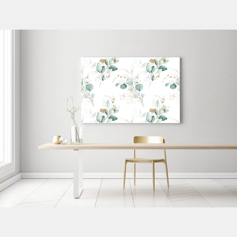 Obraz na płótnie akwarelowy wzór eukaliptusa w zieleni – Wallissimo® Obraz na płótnie akwarelowy wzór eukaliptusa w zieleni – Wallissimo®