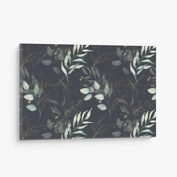 Obraz na płótnie akwarelowe liście eukaliptusa na ciemnym tle