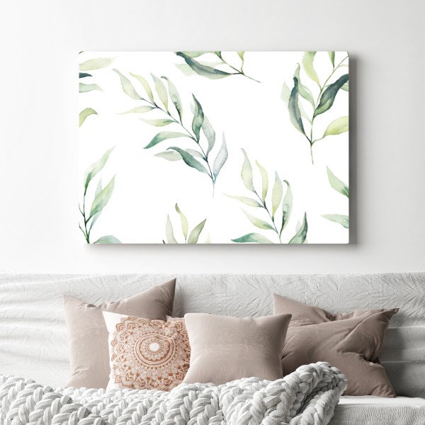 Obraz na płótnie delikatny akwarelowy wzór z liśćmi eukaliptusa – Wallissimo® Obraz na płótnie delikatny akwarelowy wzór z liśćmi eukaliptusa – Wallissimo®