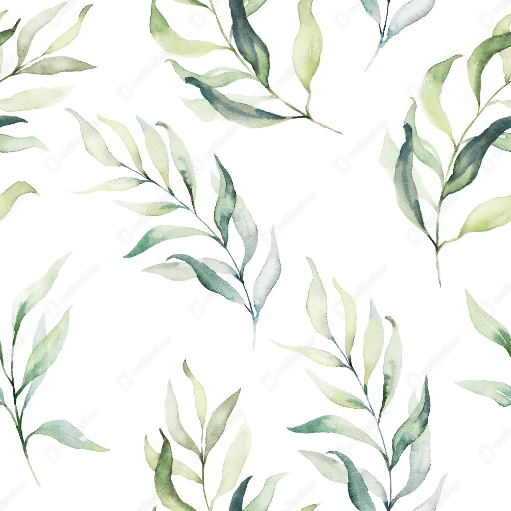 Obraz na płótnie delikatny akwarelowy wzór z liśćmi eukaliptusa – Wallissimo® Obraz na płótnie delikatny akwarelowy wzór z liśćmi eukaliptusa – Wallissimo®