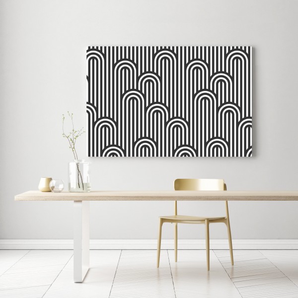 Obraz na płótnie czarno-biały geometryczny wzór w paski – Wallissimo® Obraz na płótnie czarno-biały geometryczny wzór w paski – Wallissimo®