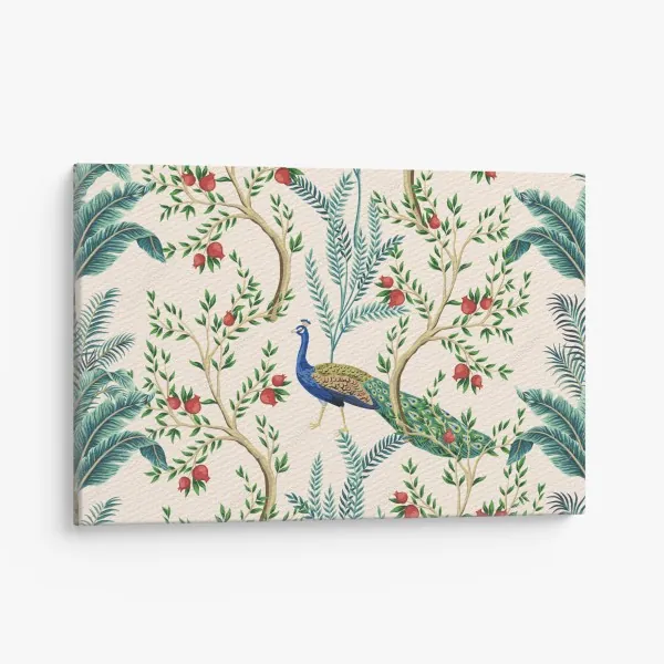 Obraz na płótnie paw wśród gałęzi granatu
