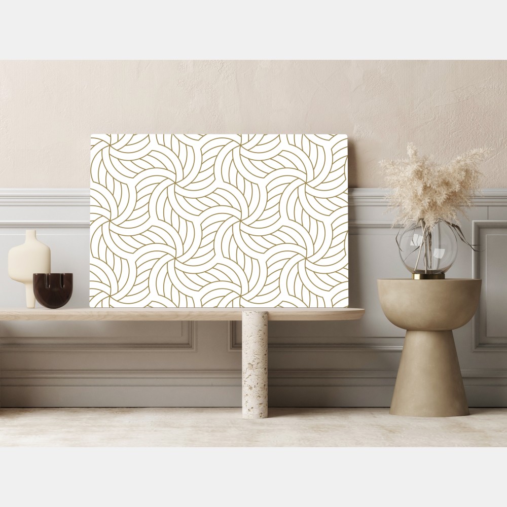 Obraz na płótnie złoty geometryczny wzór spiralny – Wallissimo® Obraz na płótnie złoty geometryczny wzór spiralny – Wallissimo®