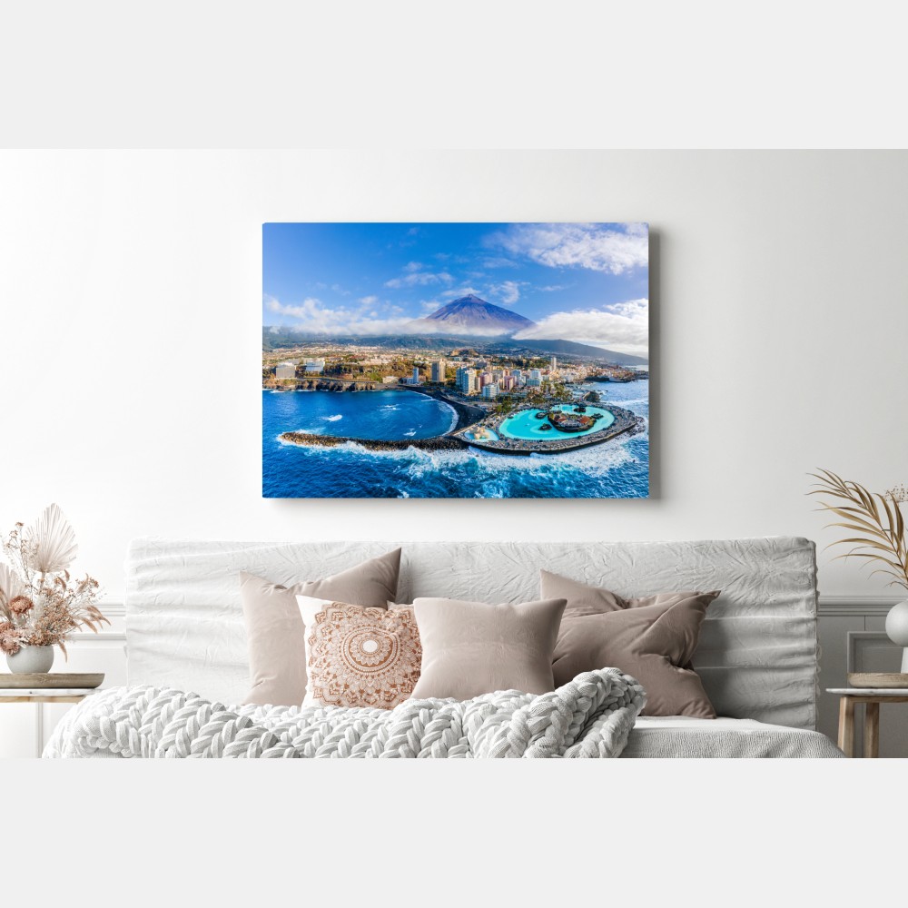 Obraz na płótnie panorama lotnicza wybrzeża Teneryfy z wulkanem Teide – Wallissimo® Obraz na płótnie panorama lotnicza wybrzeża Teneryfy z wulkanem Teide – Wallissimo®