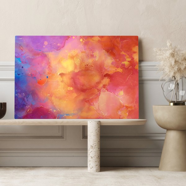 Obraz na płótnie żywa akwarelowa abstrakcja w ciepłych barwach – Wallissimo® Obraz na płótnie żywa akwarelowa abstrakcja w ciepłych barwach – Wallissimo®