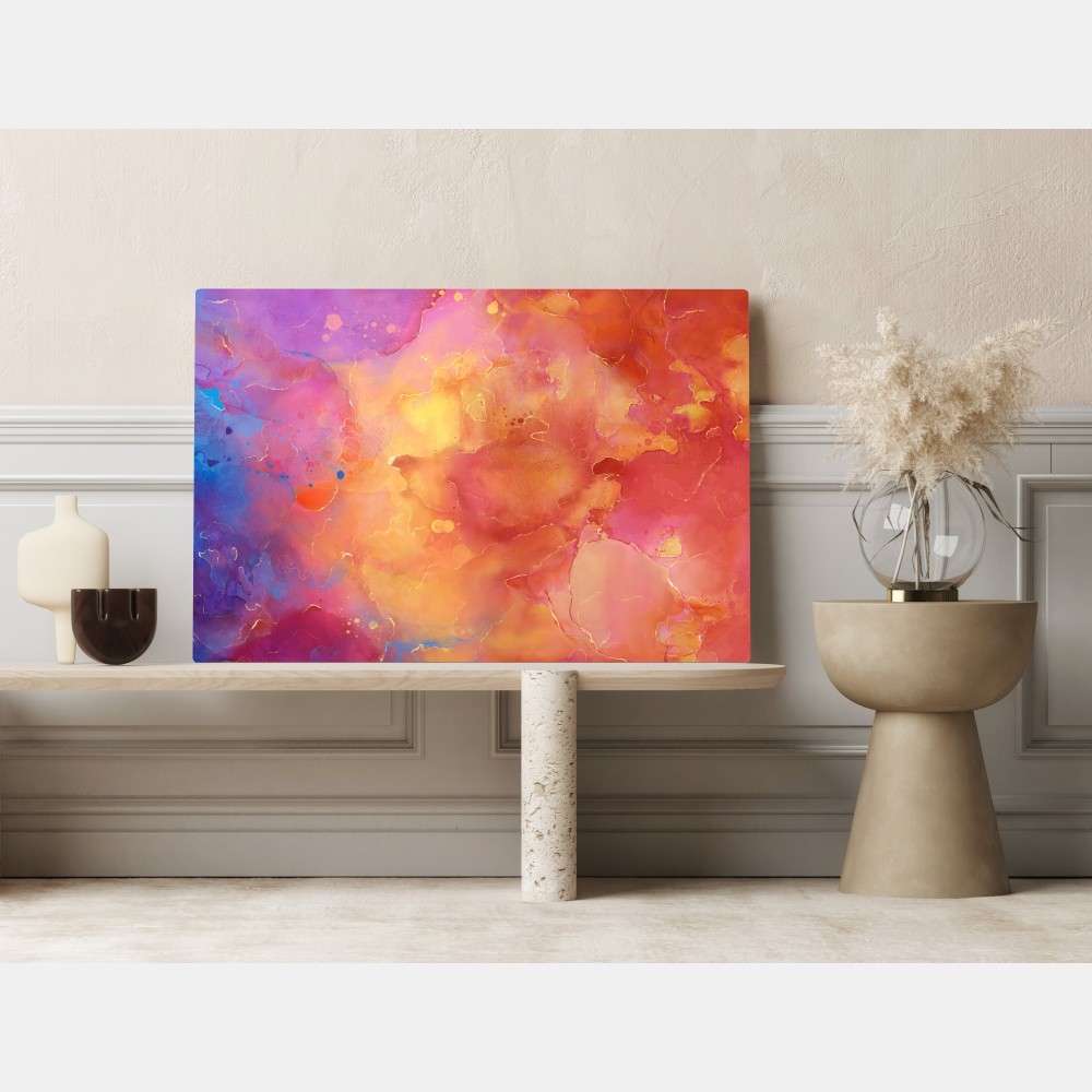 Obraz na płótnie żywa akwarelowa abstrakcja w ciepłych barwach – Wallissimo® Obraz na płótnie żywa akwarelowa abstrakcja w ciepłych barwach – Wallissimo®