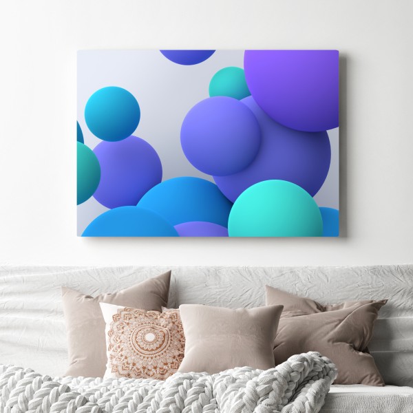 Obraz na płótnie kolorowe pływające kule 3d abstrakcja – Wallissimo® Obraz na płótnie kolorowe pływające kule 3d abstrakcja – Wallissimo®