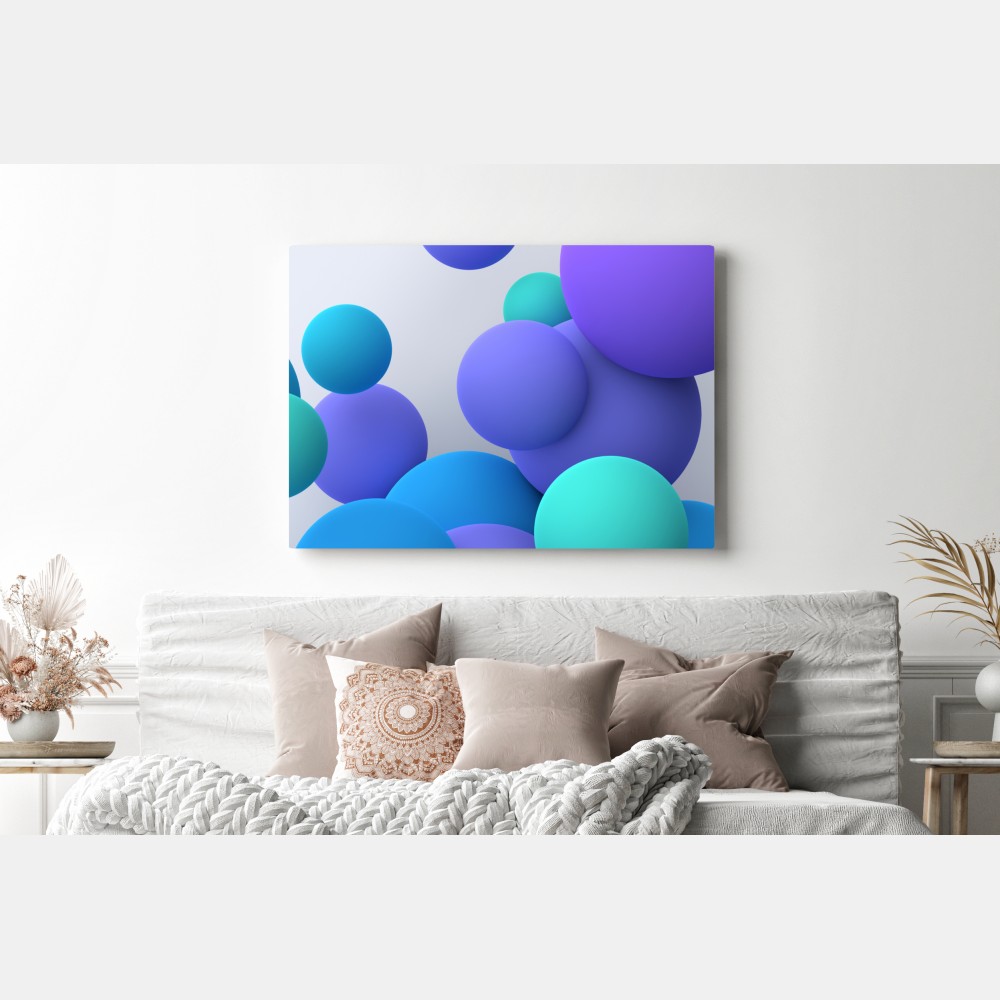 Obraz na płótnie kolorowe pływające kule 3d abstrakcja – Wallissimo® Obraz na płótnie kolorowe pływające kule 3d abstrakcja – Wallissimo®