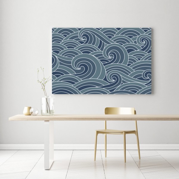 Obraz na płótnie stylizowany wzór fal morskich – Wallissimo® Obraz na płótnie stylizowany wzór fal morskich – Wallissimo®