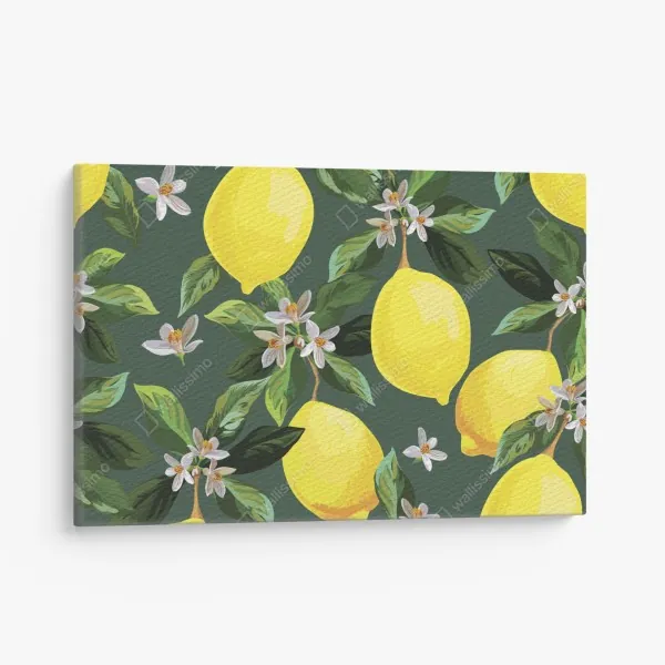 Obraz na płótnie botaniczny wzór z cytrynami