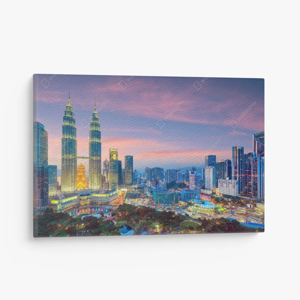 Obraz na płótnie Kuala Lumpur panorama o zmierzchu – Wallissimo® Obraz na płótnie Kuala Lumpur panorama o zmierzchu – Wallissimo®