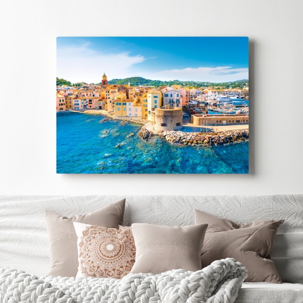 Obraz na płótnie słoneczny port śródziemnomorski – Wallissimo® Obraz na płótnie słoneczny port śródziemnomorski – Wallissimo®