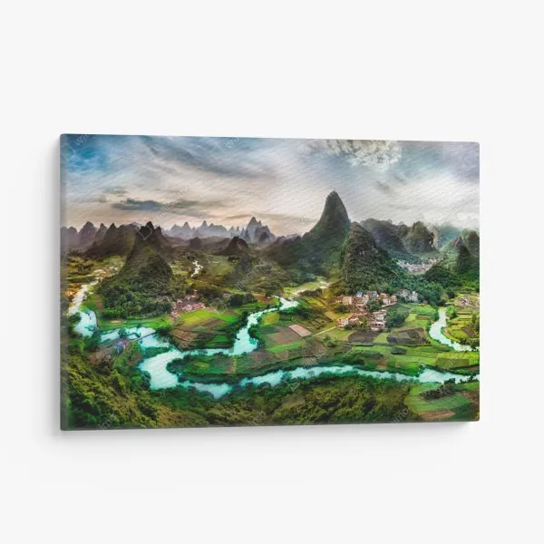 Obraz na płótnie szmaragdowa rzeka wśród krasowych gór panorama