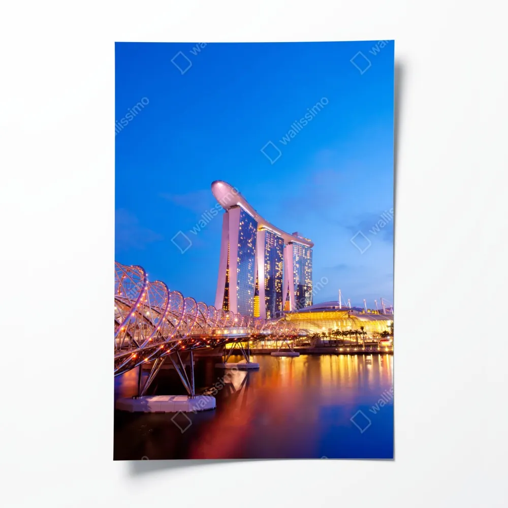 Plakat panorama Marina Bay o zmierzchu – Wallissimo® Plakat panorama Marina Bay o zmierzchu – Wallissimo®