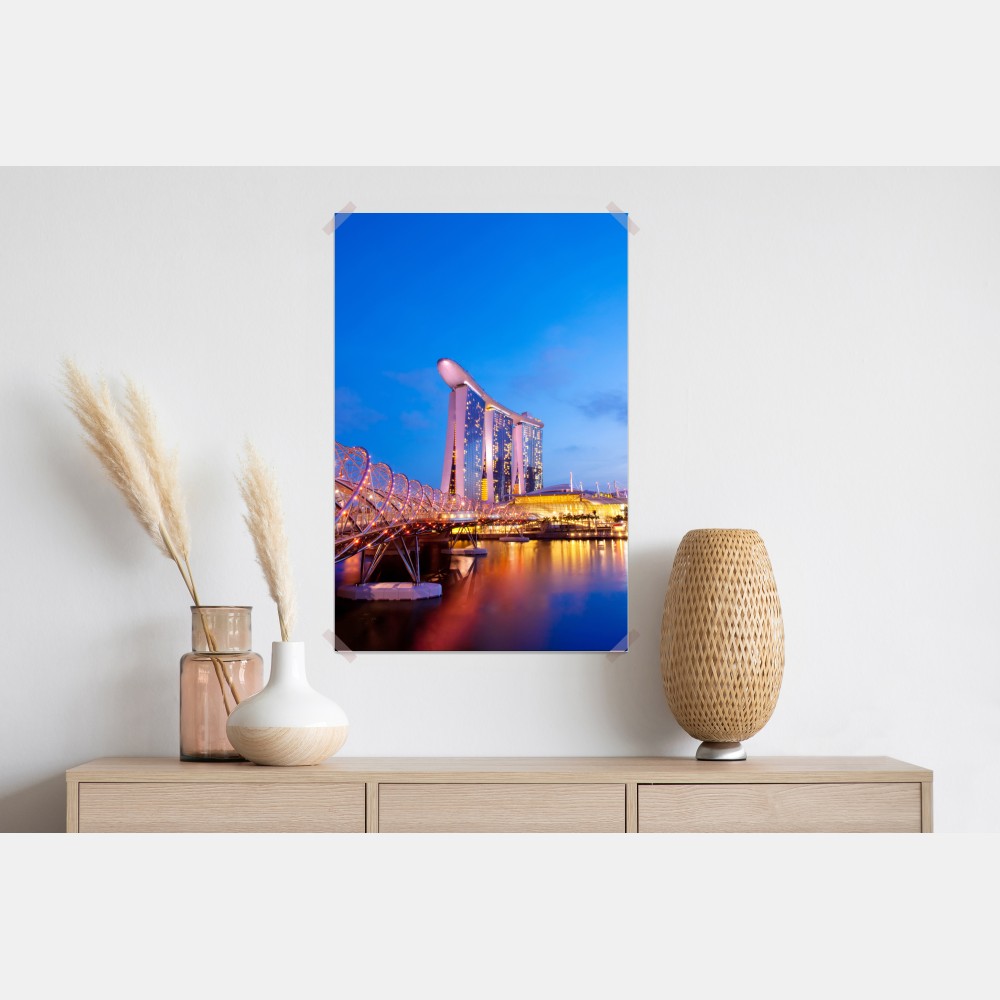 Plakat panorama Marina Bay o zmierzchu – Wallissimo® Plakat panorama Marina Bay o zmierzchu – Wallissimo®