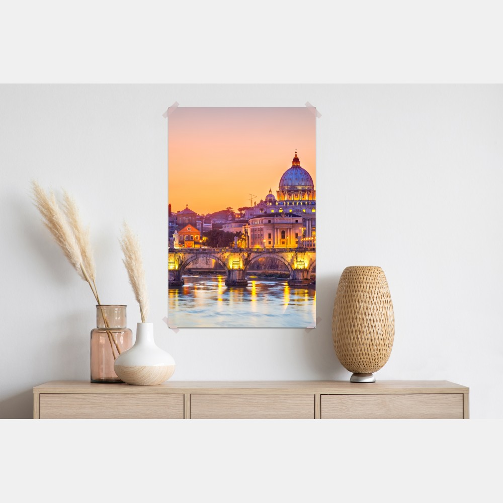 Plakat zachód słońca nad Bazyliką św. Piotra i Tybrem – Wallissimo® Plakat zachód słońca nad Bazyliką św. Piotra i Tybrem – Wallissimo®