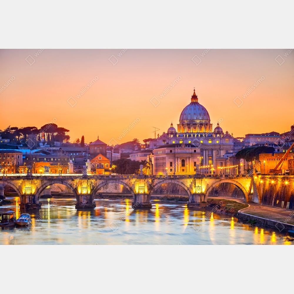 Plakat zachód słońca nad Bazyliką św. Piotra i Tybrem – Wallissimo® Plakat zachód słońca nad Bazyliką św. Piotra i Tybrem – Wallissimo®