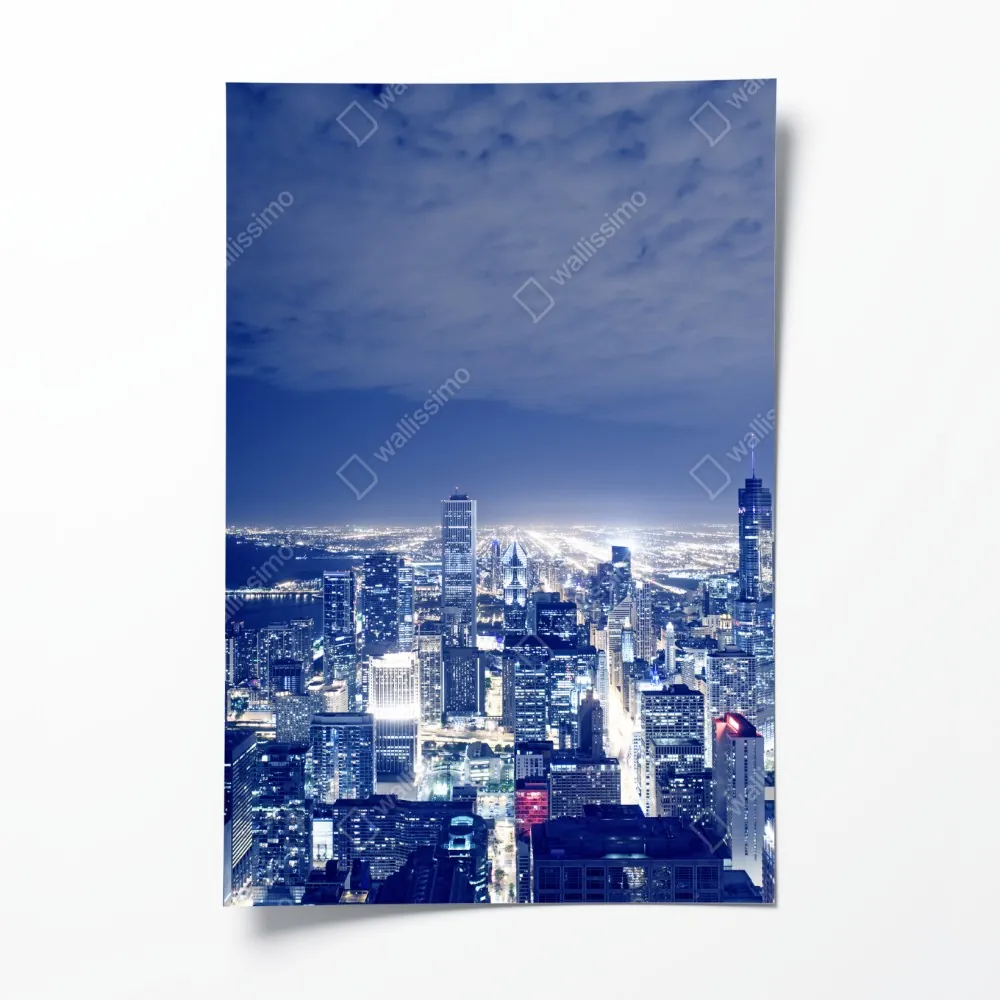 Plakat Chicago nocna panorama miasta – Wallissimo® Plakat Chicago nocna panorama miasta – Wallissimo®