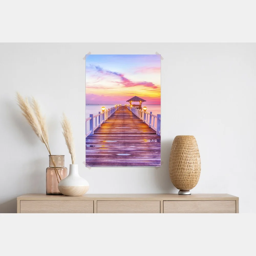 Plakat molo o zachodzie słońca nad spokojnym horyzontem – Wallissimo® Plakat molo o zachodzie słońca nad spokojnym horyzontem – Wallissimo®