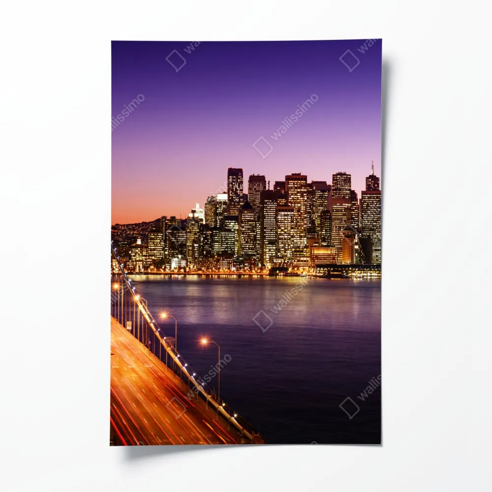 Plakat San Francisco panorama miasta o zachodzie słońca – Wallissimo® Plakat San Francisco panorama miasta o zachodzie słońca – Wallissimo®
