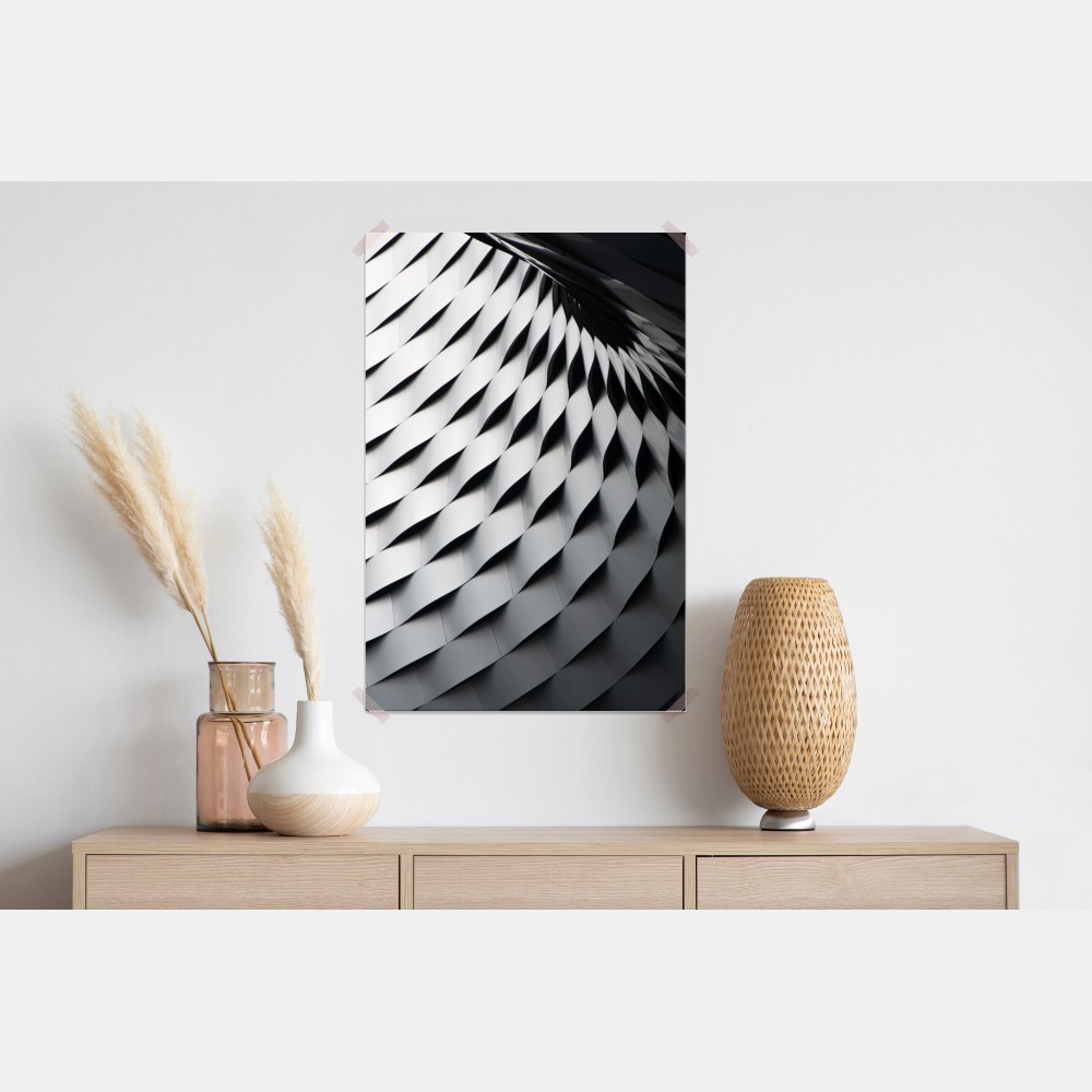 Plakat monochromatyczny geometryczny wzór z metalu – Wallissimo® Plakat monochromatyczny geometryczny wzór z metalu – Wallissimo®