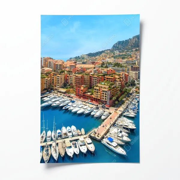 Plakat słoneczna marina i nadmorski krajobraz