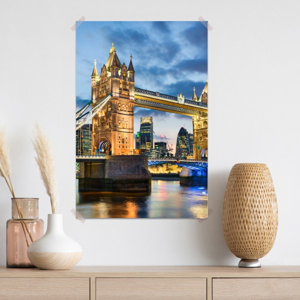 Plakat Tower Bridge o zachodzie słońca, Londyn