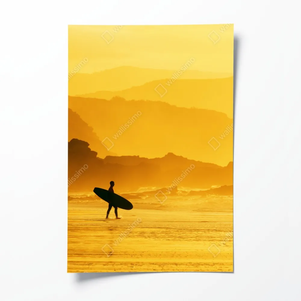 Plakat surfer przy złotym zachodzie słońca – Wallissimo® Plakat surfer przy złotym zachodzie słońca – Wallissimo®