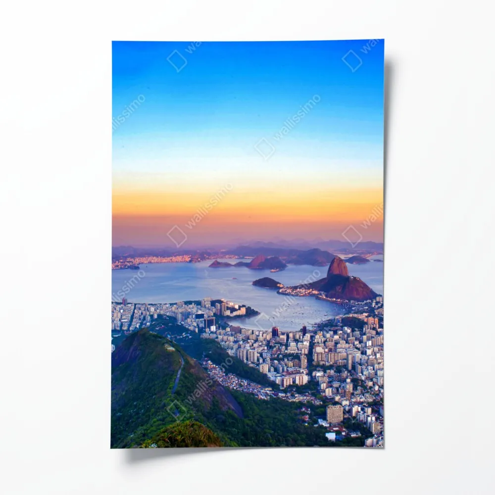 Plakat panorama Rio de Janeiro o zachodzie słońca – Wallissimo® Plakat panorama Rio de Janeiro o zachodzie słońca – Wallissimo®