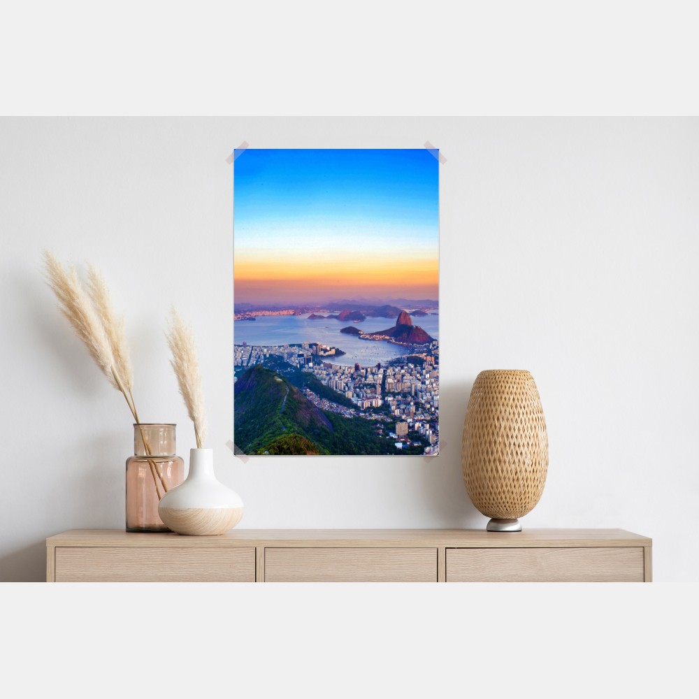 Plakat panorama Rio de Janeiro o zachodzie słońca – Wallissimo® Plakat panorama Rio de Janeiro o zachodzie słońca – Wallissimo®