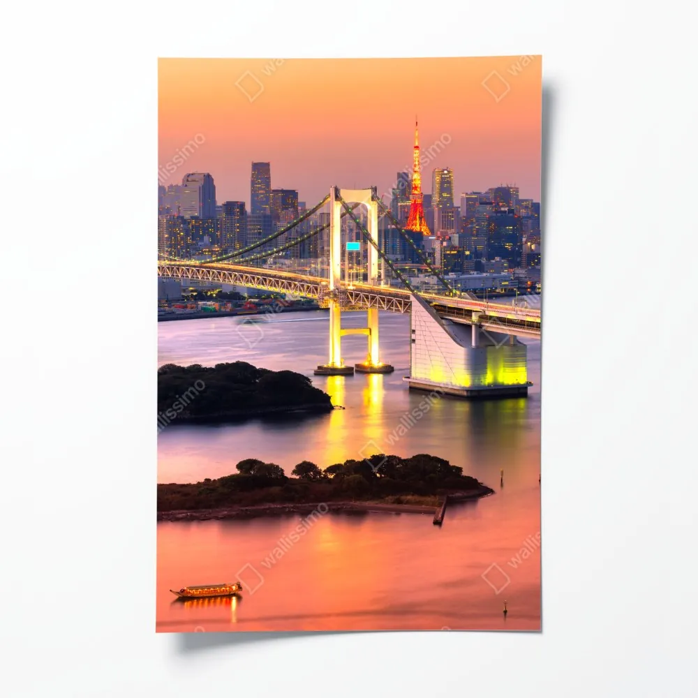 Plakat Tokio panorama o zachodzie słońca – Wallissimo® Plakat Tokio panorama o zachodzie słońca – Wallissimo®