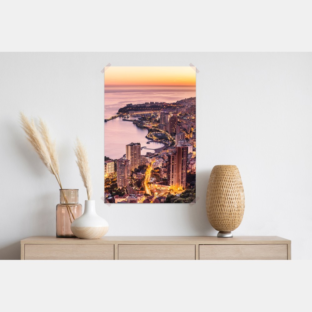 Plakat zachód słońca nad miejskim wybrzeżem – Wallissimo® Plakat zachód słońca nad miejskim wybrzeżem – Wallissimo®