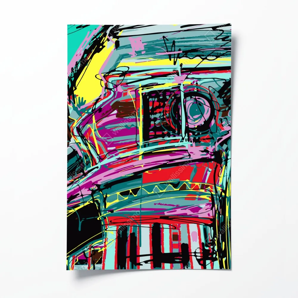 Plakat żywa turkusowa abstrakcyjna kompozycja samochodowa – Wallissimo® Plakat żywa turkusowa abstrakcyjna kompozycja samochodowa – Wallissimo®