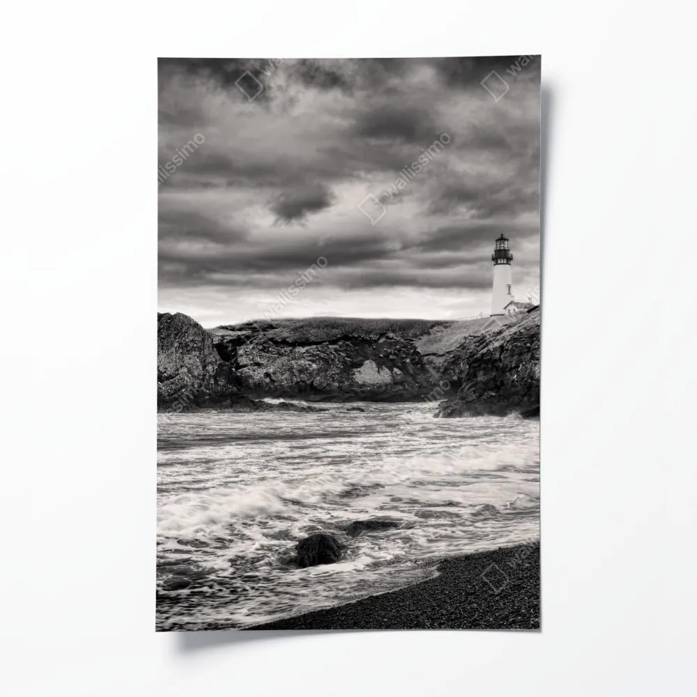 Plakat latarnia morska Yaquina Bay na burzliwym wybrzeżu – Wallissimo® Plakat latarnia morska Yaquina Bay na burzliwym wybrzeżu – Wallissimo®