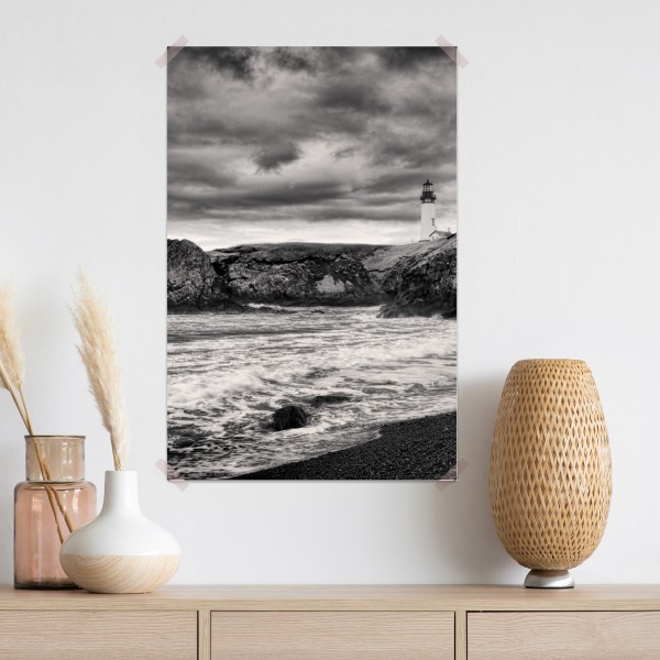 Plakat latarnia morska Yaquina Bay na burzliwym wybrzeżu – Wallissimo® Plakat latarnia morska Yaquina Bay na burzliwym wybrzeżu – Wallissimo®