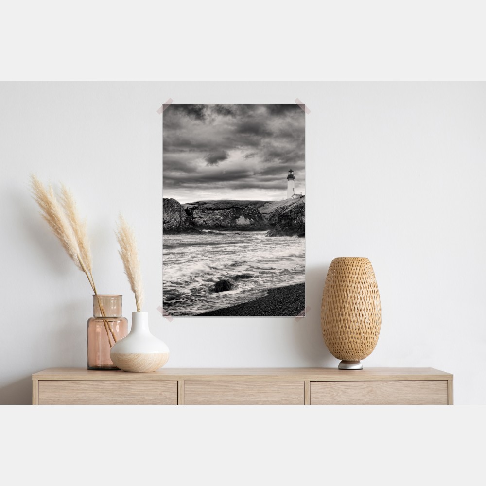 Plakat latarnia morska Yaquina Bay na burzliwym wybrzeżu – Wallissimo® Plakat latarnia morska Yaquina Bay na burzliwym wybrzeżu – Wallissimo®