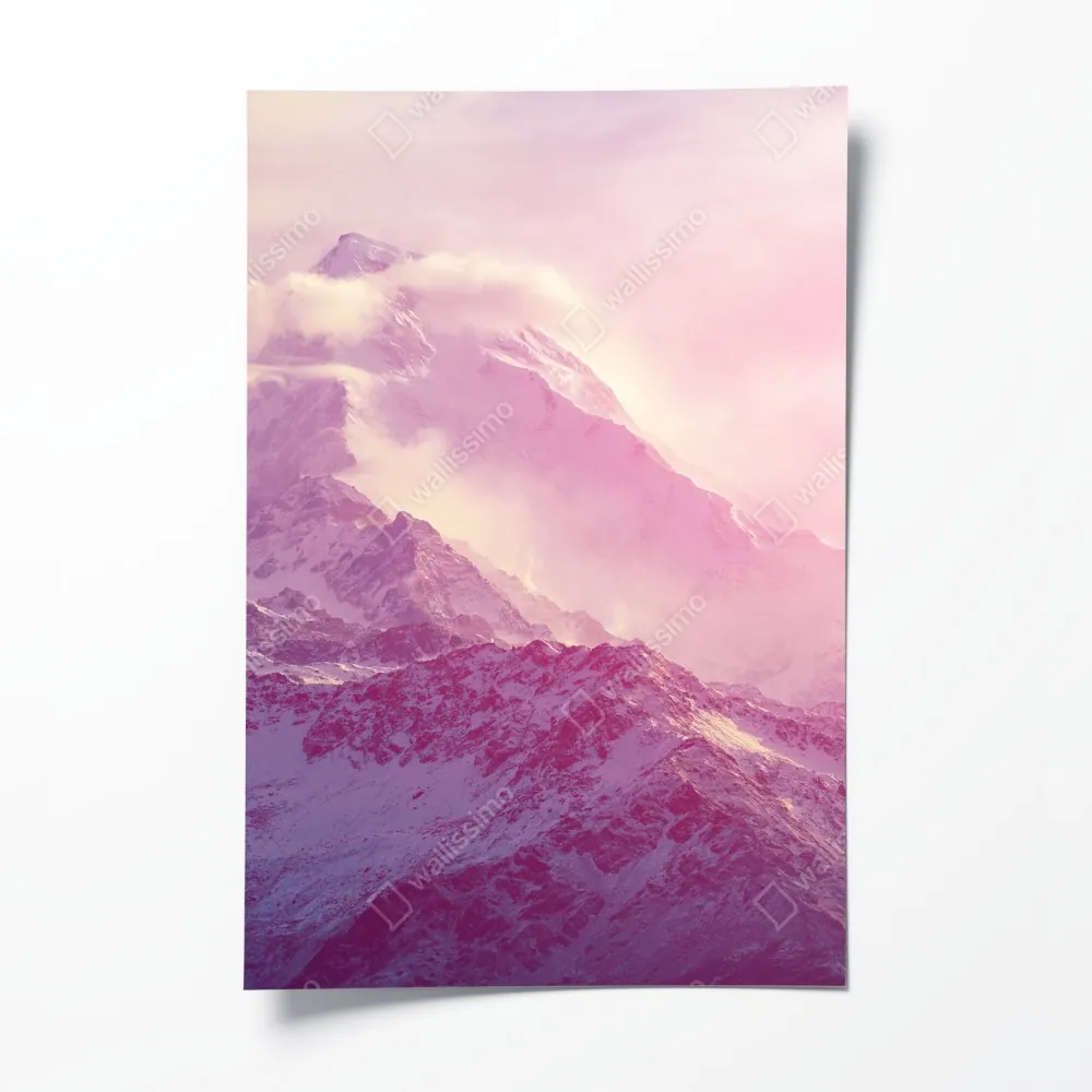 Plakat pastelowy wschód słońca nad górami – Wallissimo® Plakat pastelowy wschód słońca nad górami – Wallissimo®