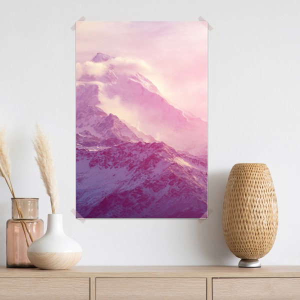 Plakat pastelowy wschód słońca nad górami – Wallissimo® Plakat pastelowy wschód słońca nad górami – Wallissimo®