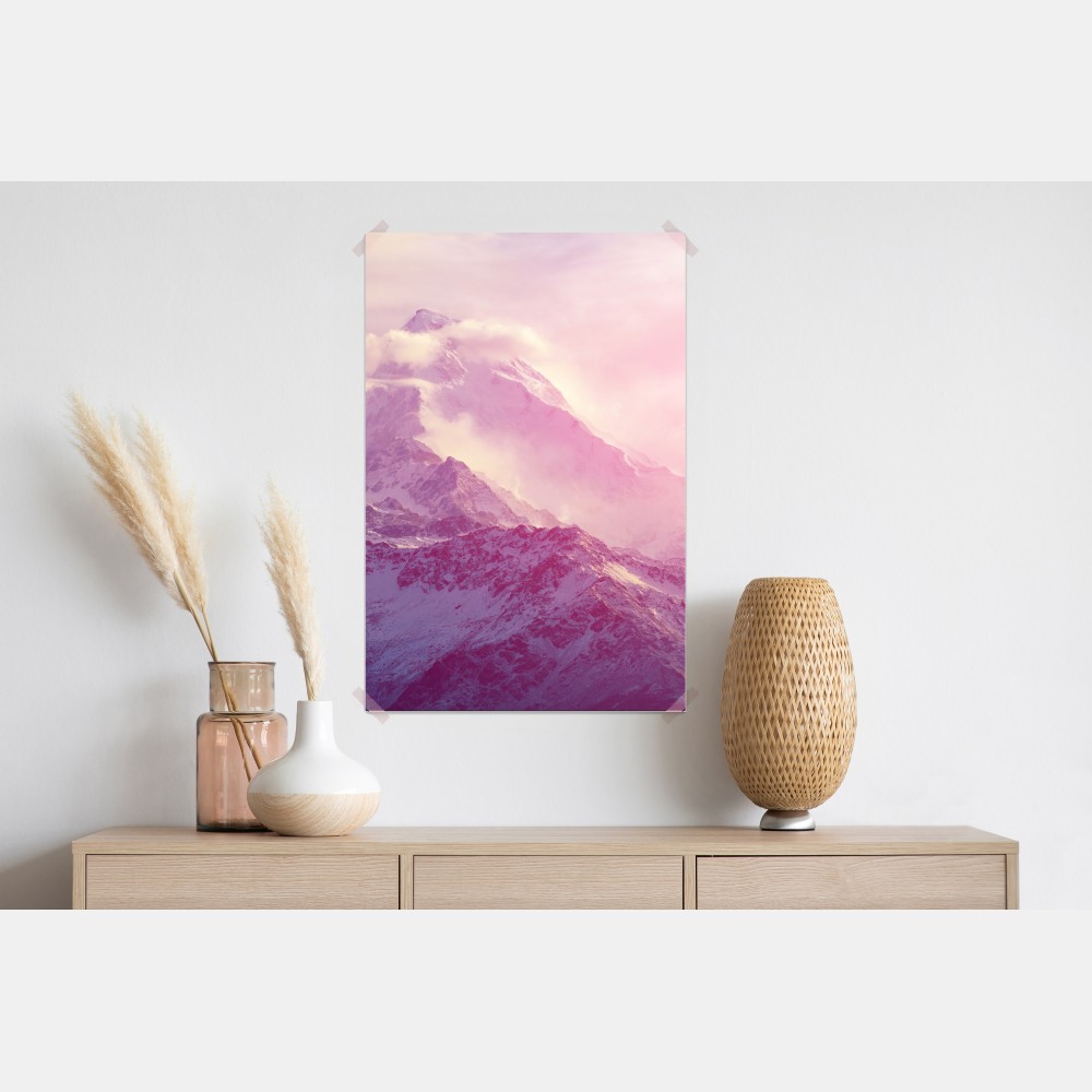 Plakat pastelowy wschód słońca nad górami – Wallissimo® Plakat pastelowy wschód słońca nad górami – Wallissimo®