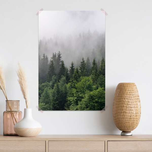 Plakat mglisty las iglasty panorama – Wallissimo® Plakat mglisty las iglasty panorama – Wallissimo®