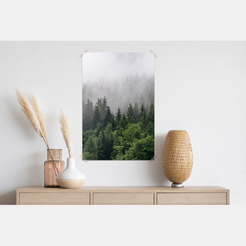 Plakat mglisty las iglasty panorama – Wallissimo® Plakat mglisty las iglasty panorama – Wallissimo®