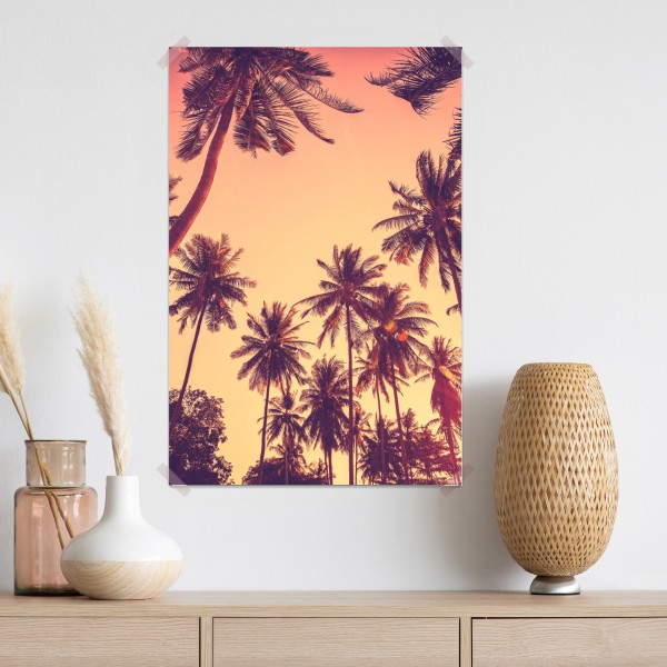 Plakat vintage tropikalny zachód słońca z palmami – Wallissimo® Plakat vintage tropikalny zachód słońca z palmami – Wallissimo®