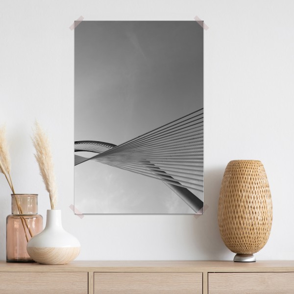 Plakat monochromatyczny most i geometryczne linie – Wallissimo® Plakat monochromatyczny most i geometryczne linie – Wallissimo®