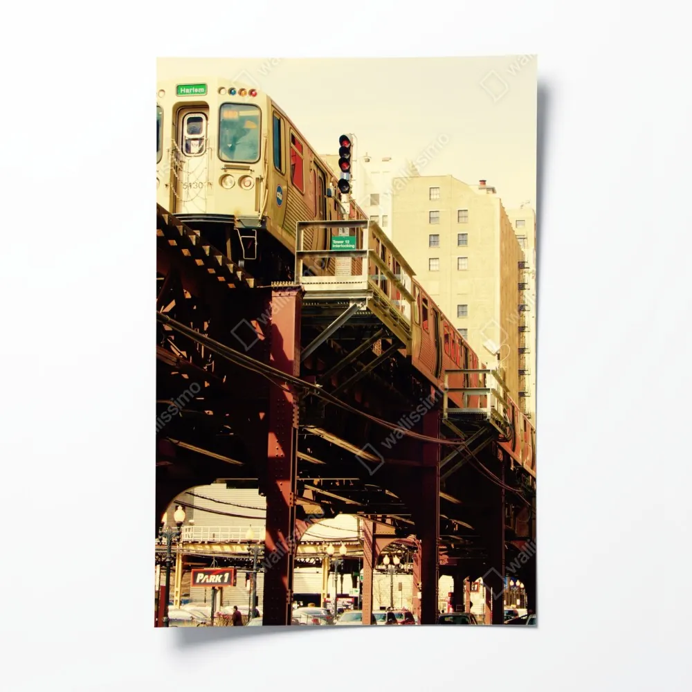 Plakat retro kolej nadziemna nad ulicą miasta – Wallissimo® Plakat retro kolej nadziemna nad ulicą miasta – Wallissimo®