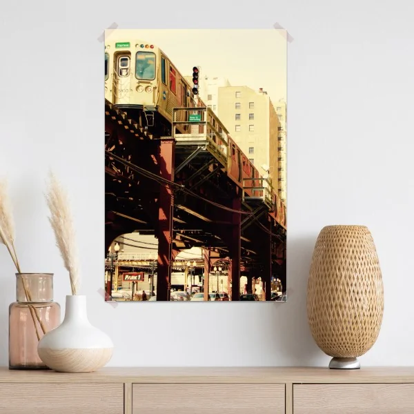 Plakat retro kolej nadziemna nad ulicą miasta – Wallissimo® Plakat retro kolej nadziemna nad ulicą miasta – Wallissimo®
