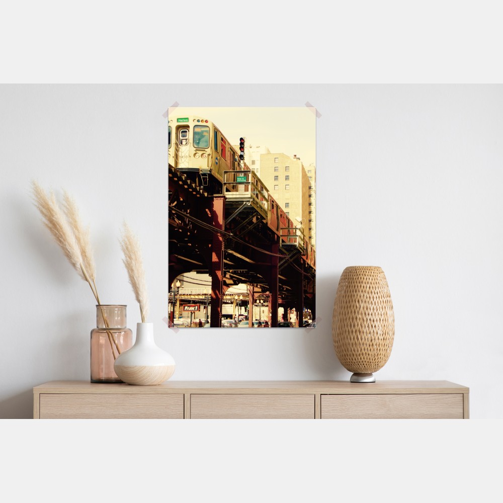 Plakat retro kolej nadziemna nad ulicą miasta – Wallissimo® Plakat retro kolej nadziemna nad ulicą miasta – Wallissimo®
