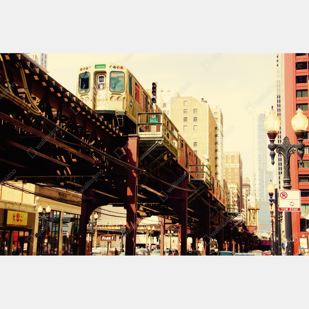 Plakat retro kolej nadziemna nad ulicą miasta – Wallissimo® Plakat retro kolej nadziemna nad ulicą miasta – Wallissimo®