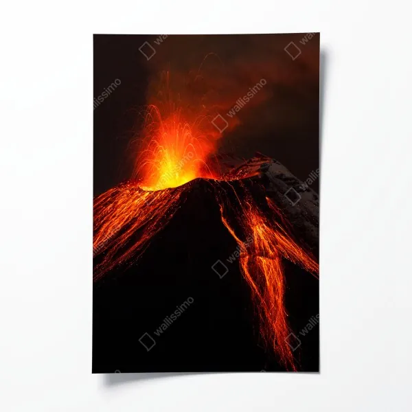 Plakat intensywna różowa fasada z niebieskimi drzwiami – Wallissimo®