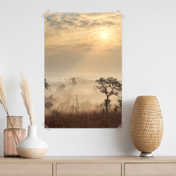 Plakat Tajlandia sawanna o wschodzie słońca – Wallissimo® Plakat Tajlandia sawanna o wschodzie słońca – Wallissimo®